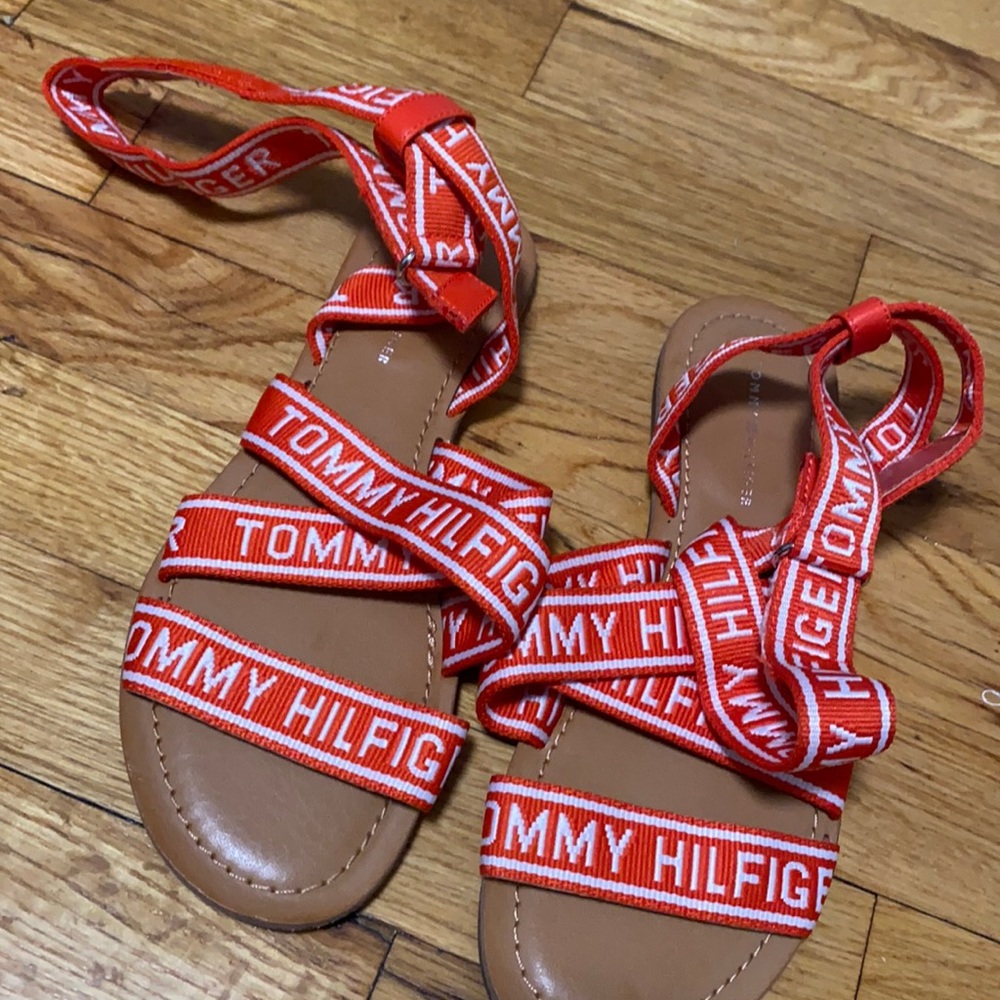 Tommy Hilfiger , orange white sandals